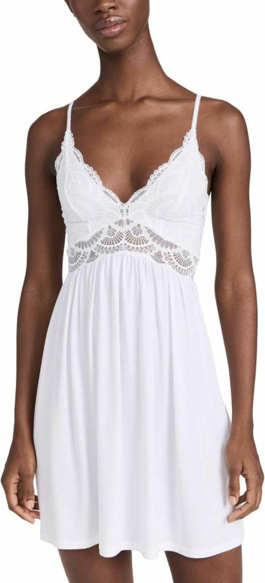 Eberjey Women's Mariana Chemise Sleepwear - Soft Lace Trim Nightgown & Slip Dress