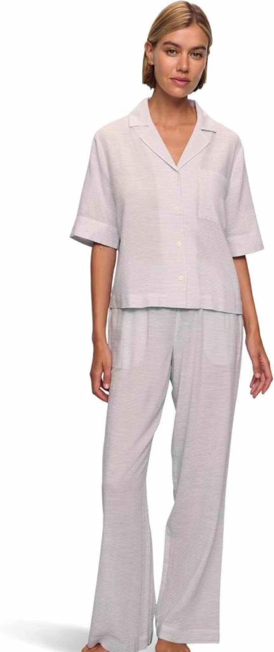 Eberjey Women's Nautico Relaxed Pajama Set - Soft Short Sleeve Sleepwear & Lounge Pants