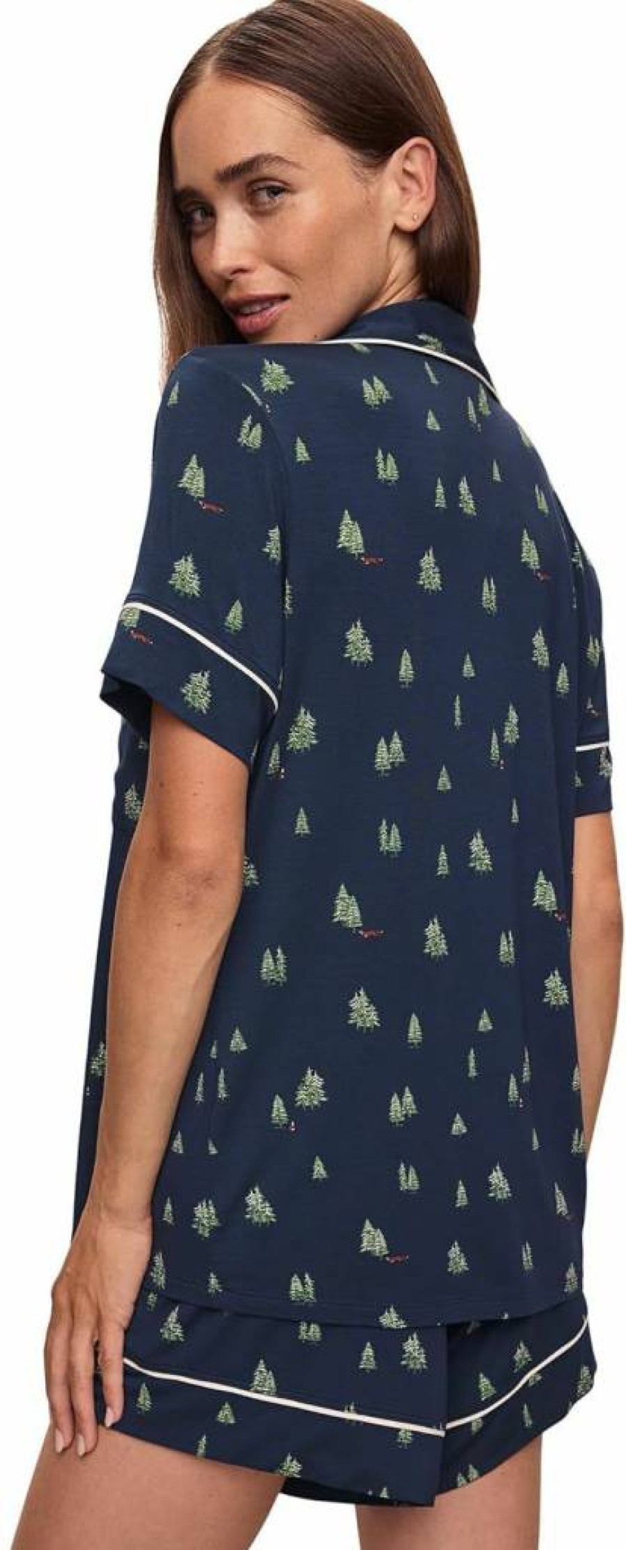 Eberjey Women's Gisele Relaxed Short PJ Set - Soft Short Sleeve Polka Dot Pajamas with Folded Collar