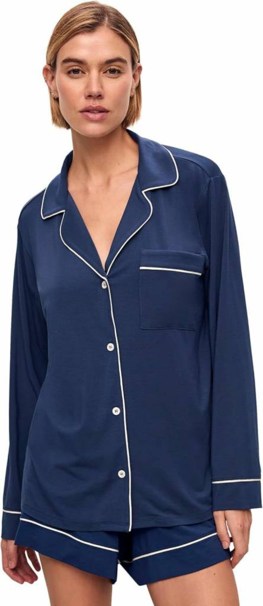 Eberjey Women's Gisele Long Sleeve Pajama Set - Soft Sleepwear Top & Shorts PJs
