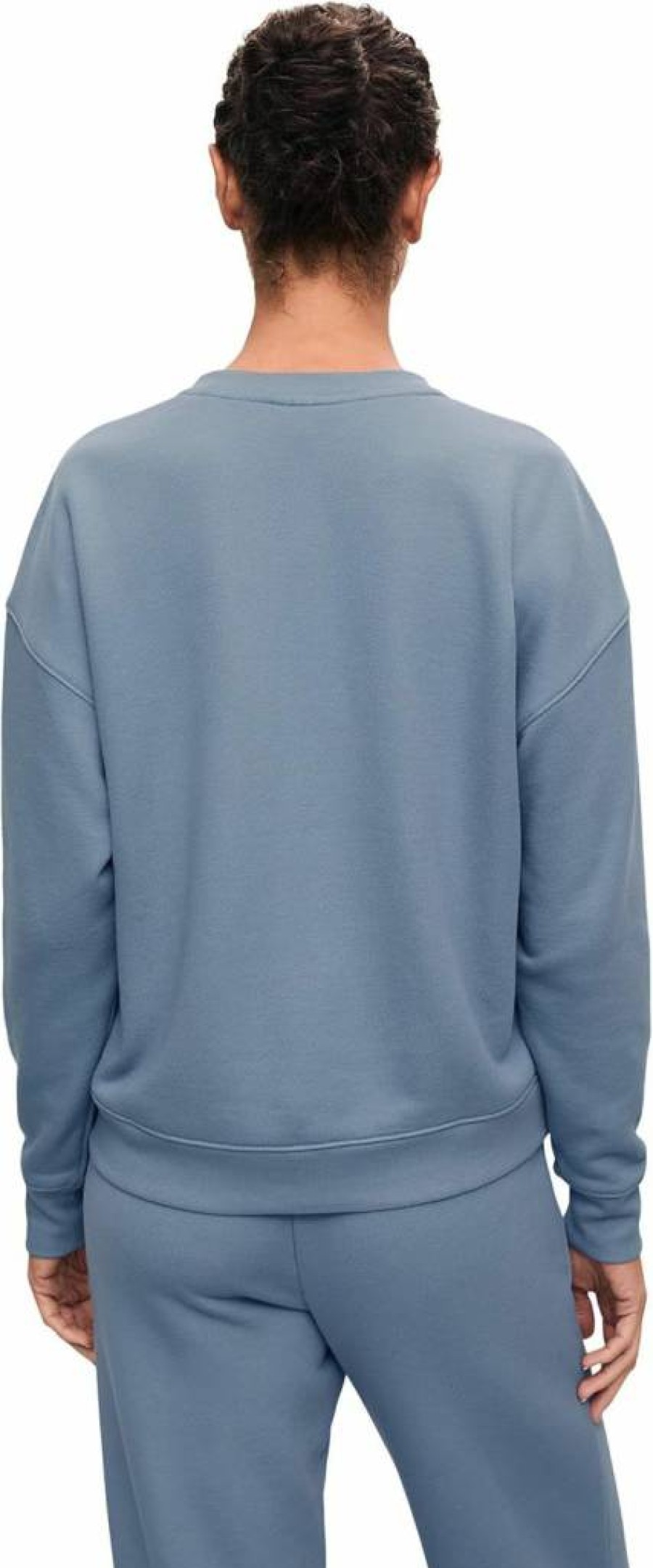 Eberjey Women's Relaxed Fit French Terry Sweatshirt - Long Sleeve Dropped Shoulder Denim Top - One Size Faded Casual Wear