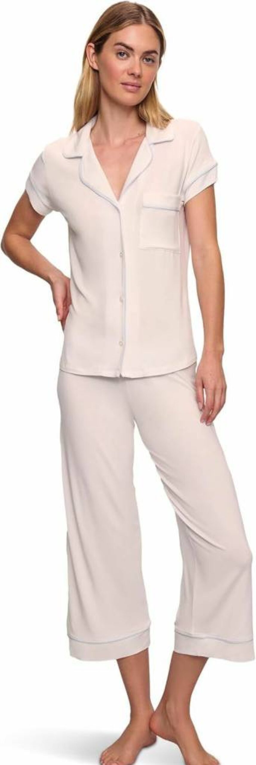 Eberjey Gisele Cropped Pajama Set for Women - Soft Short Sleeve Sleepwear