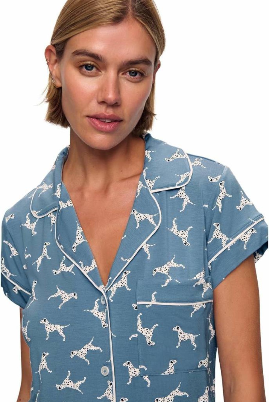 Eberjey Women's Gisele Printed Shortie Pajama Set - Floral Short PJs for Women