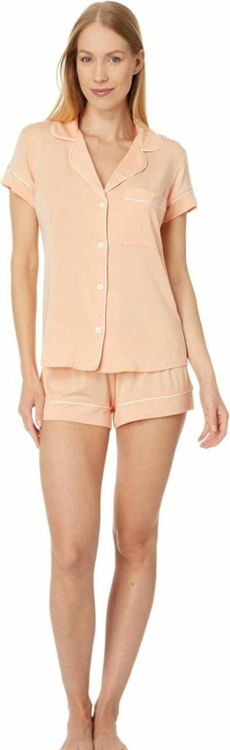 Eberjey Gisele Women's Pajama Set - Soft Short Sleeve Button-Down Top with Pocket & Comfortable Elastic Waist Shorts