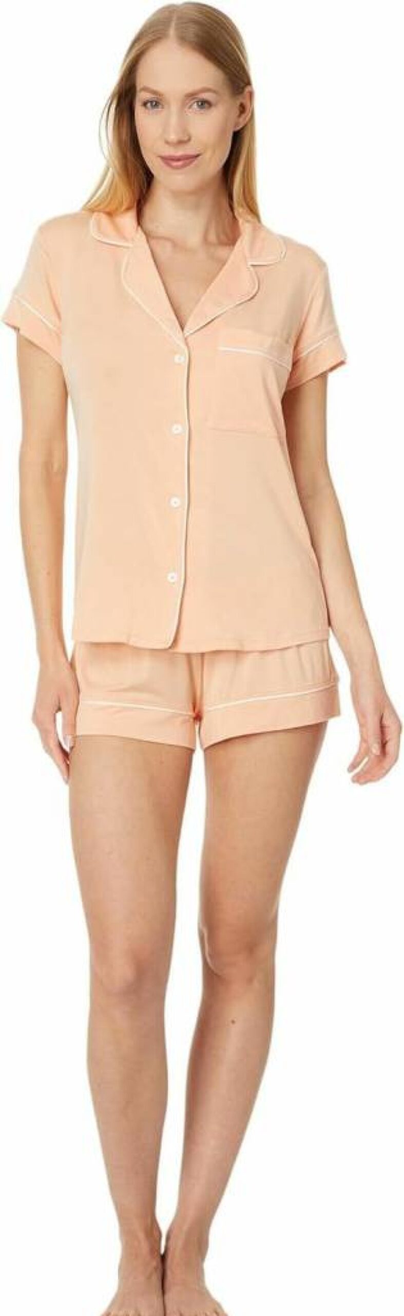 Eberjey Gisele Women's Classic Pajama Set - Soft Short Sleeve Button-Down Top with Pocket & Comfortable Elastic Waist Shorts
