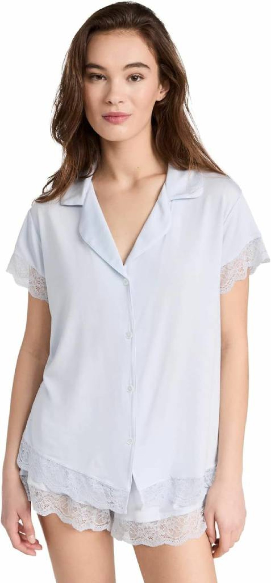 Eberjey Malou Lace Women's Short Pajama Set - Comfortable Sleepwear & Lounge Shorts